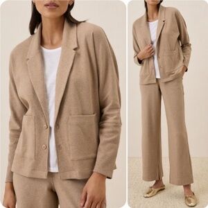 PACT Airplane sz Small Organic Cotton Relaxed Fit Taupe Blazer Cardigan